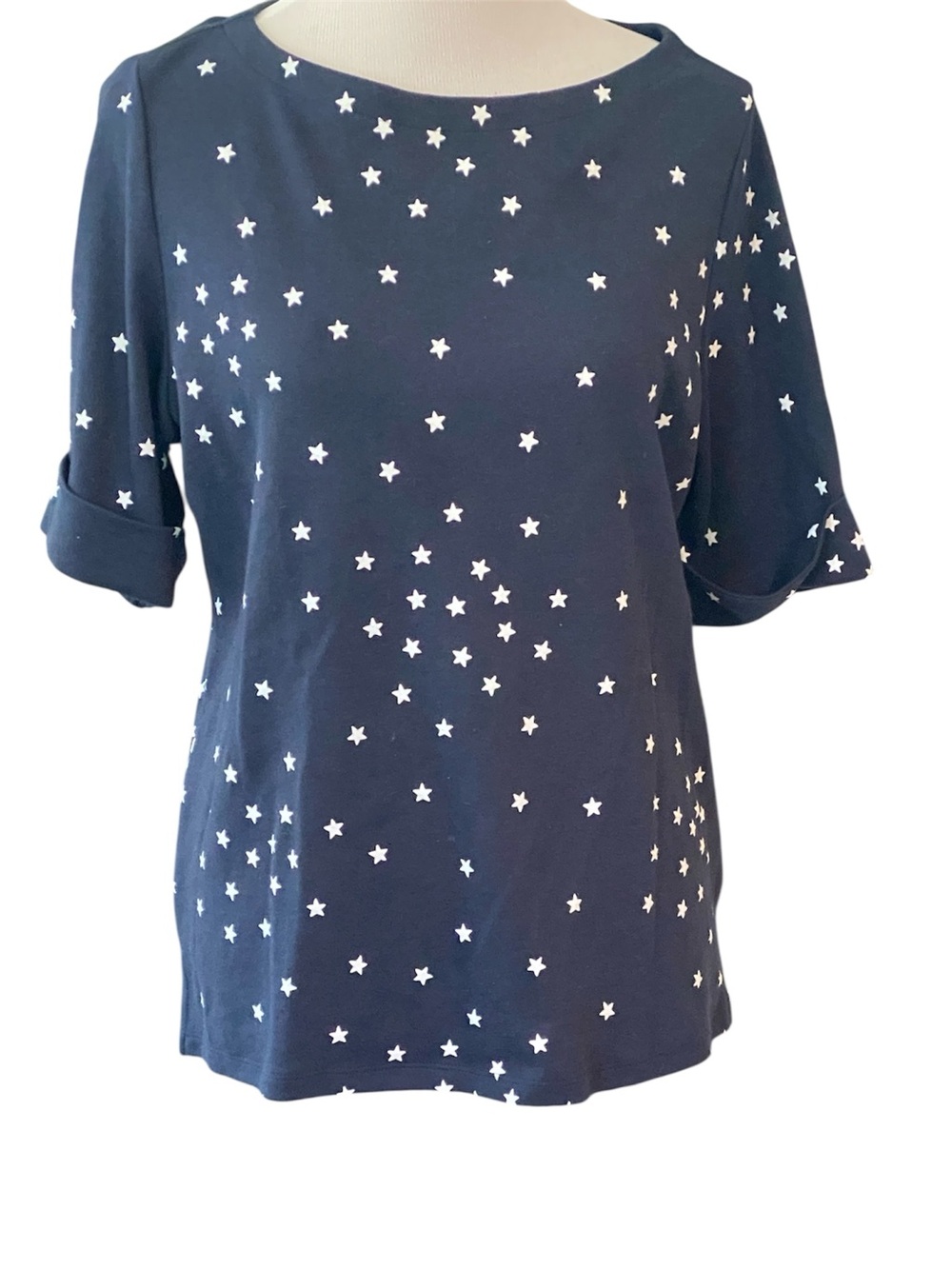 Style & Co. Navy Boat Top with White Stars